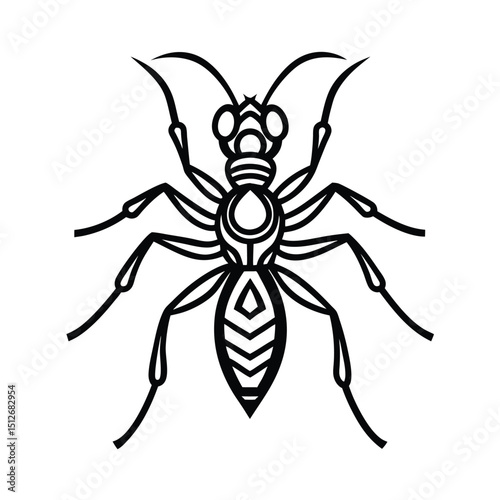 Royal Tribal bullet ant vector line art