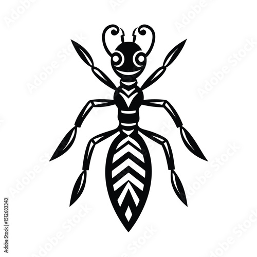 Royal Tribal bullet ant vector line art