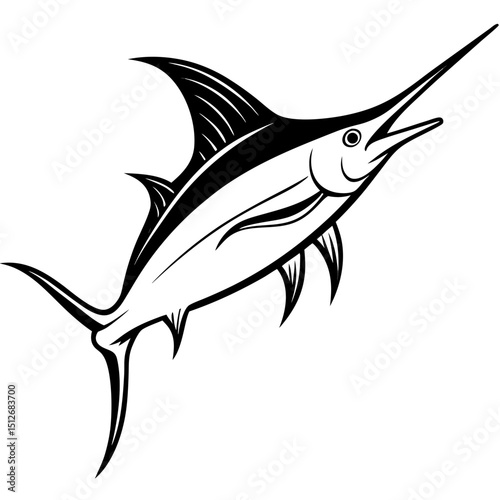 Blue Marlin Vector on White Background