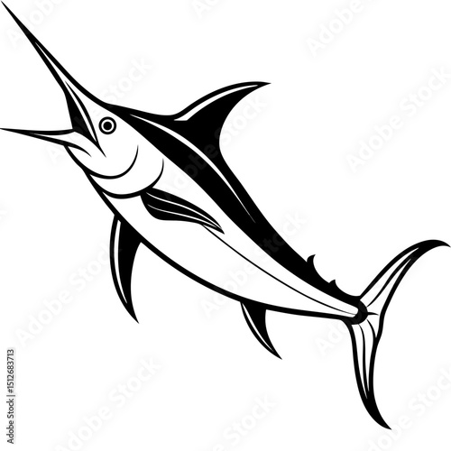 Blue Marlin Vector on White Background