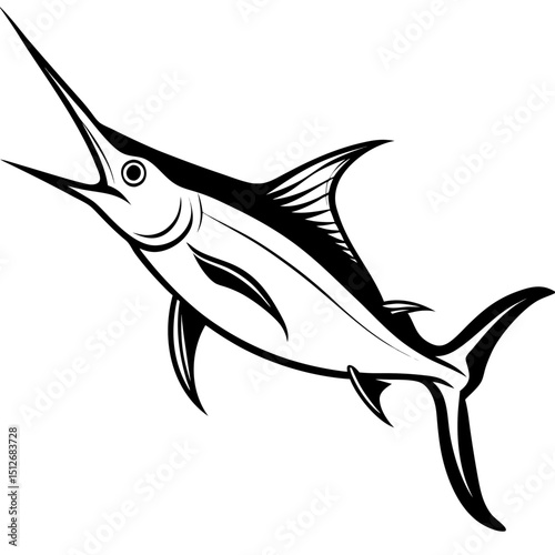 Blue Marlin Vector on White Background