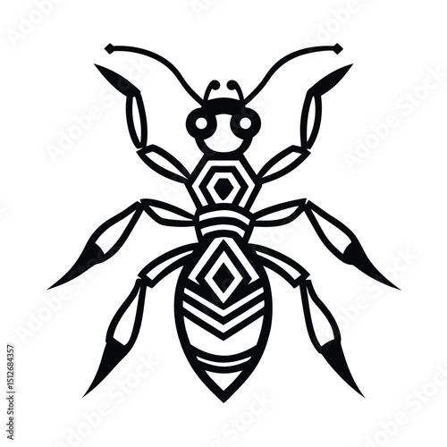 Royal Tribal bullet ant vector line art