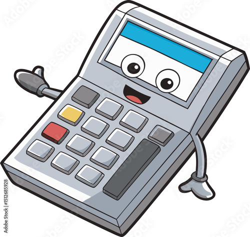 3D Silver Calculator. Business and finance. Cartoon design of office supplies and stationery vector on a white background