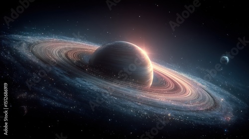 Spectacular saturn with its ring system in the vast expanse of space scene