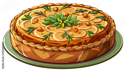 Cake salé fait maison en gros plan sur fond blanc