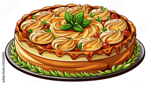 Cake salé fait maison en gros plan sur fond blanc