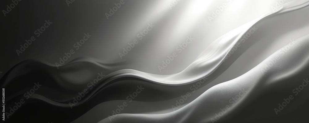 Obraz premium Monochrome abstract background with soft gradients. Dynamic light beams create high contrast. Geometric lines, stripes, grey tones, white, black. Ideal for banner design, poster, modern tech,