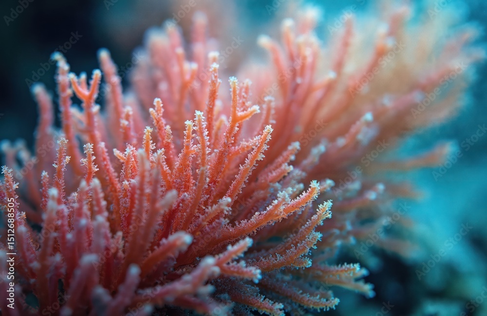 Fototapeta premium Close-up Pink Sea Fan coral Annella mollis underwater. Branching structure, delicate texture, vibrant colours, marine life. Sea reef ecosystem nature background. Underwater photo.