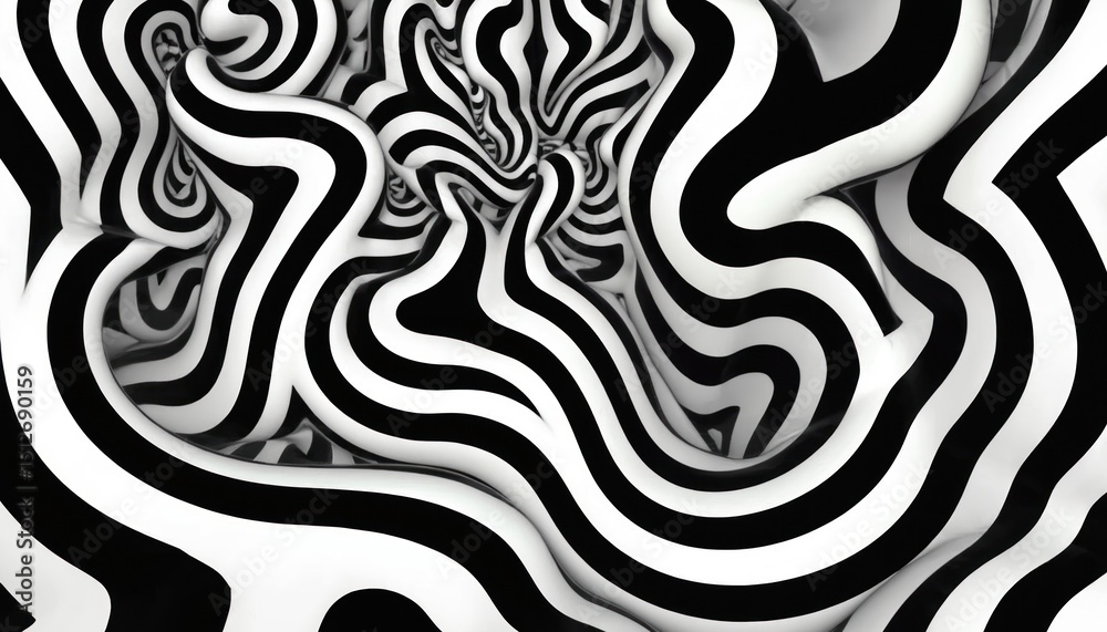 Abstract black white psychedelic illustration with wave and swirl patterns. Retro style image with distorted, twisted flat texture. Trendy design for backgrounds and art projects. Abstract black white psychedelic illustration with wave and swirl patterns. Retro style image with distorted, twisted flat texture. Trendy design for backgrounds and art projects.