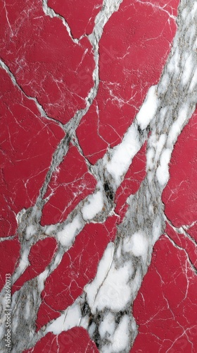 Red marble texture with grey & white veins, close-up