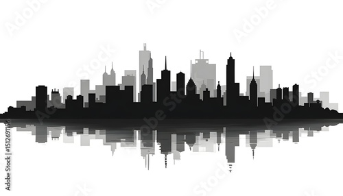 Minimalist Black and White City Skyline Silhouette © NikPiks
