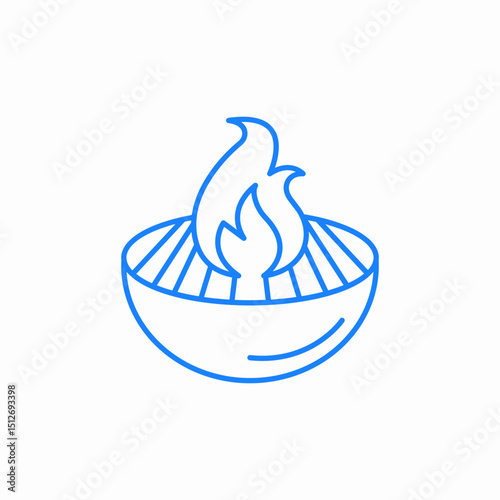 grill fire flame icon sign vector