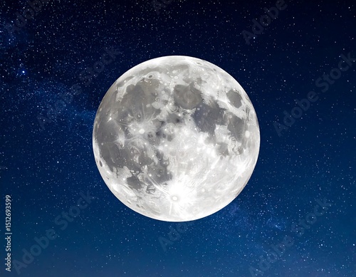 Full moon in a starry night sky
