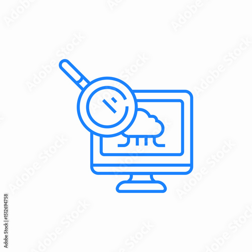 magnifying glass monitor icon sign vector