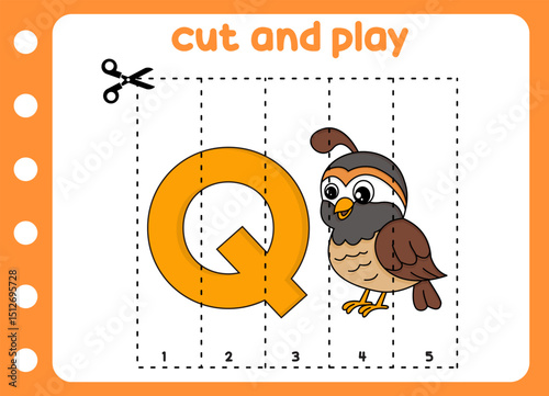 cut and play animal picture cute quail  . kids game.