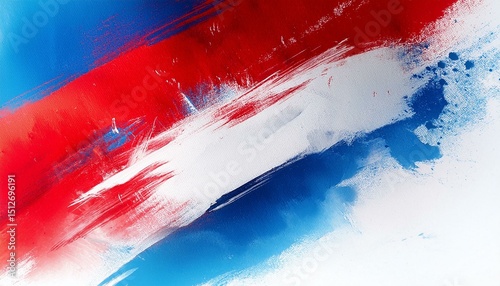 Abstract red, white, and blue brushstrokes
