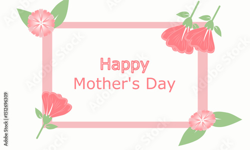 Greeting card with pink flowers and 'Happy Mother's Day' text on white background.