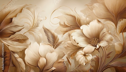 Beige and brown floral tapestry