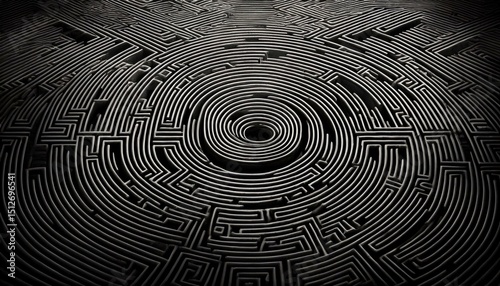 Circular stone maze pattern