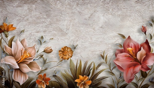 Floral arrangement on textured background