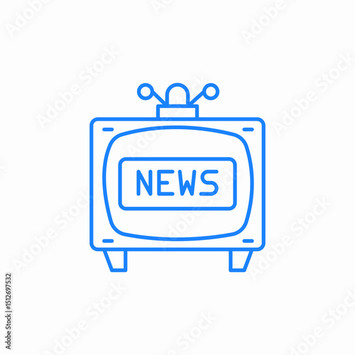 vintage tv news icon sign vector