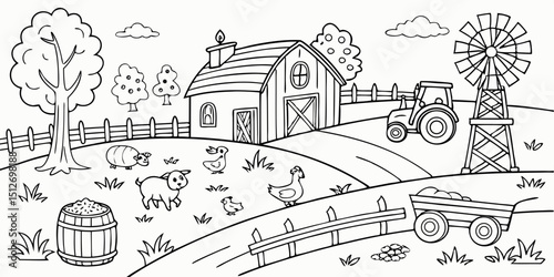 Create A Detailed Black And White Line Art Illustr