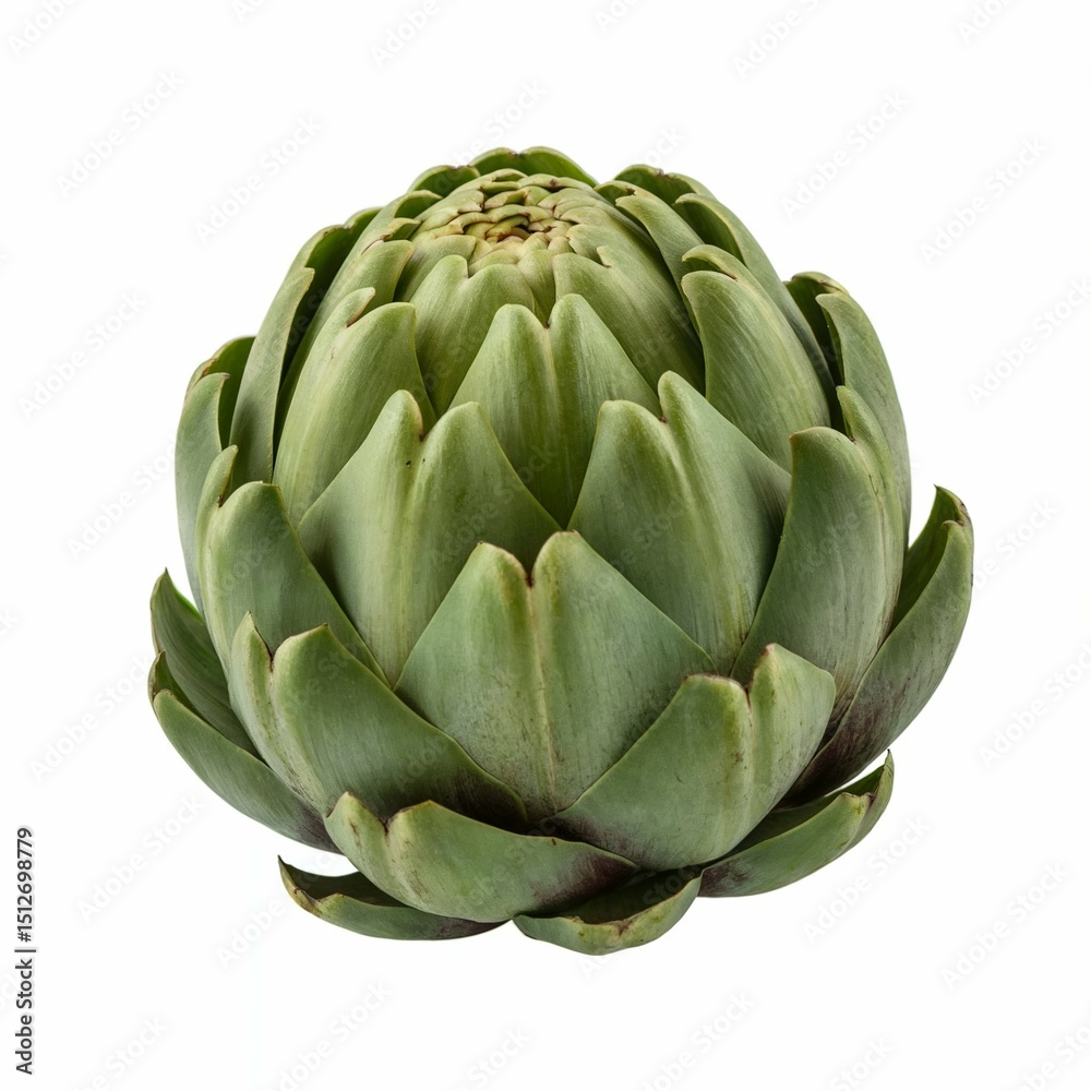 Fototapeta premium Fresh green artichoke isolated on white background
