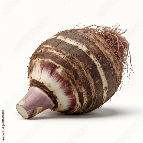 Fresh organic taro root vegetable harvest