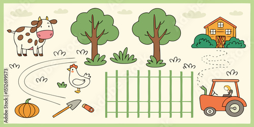 Design A Farm Themed Line Drawing With Various Lab 3
