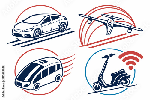 Design Futuristic Transportation Logo Icons Repres 3