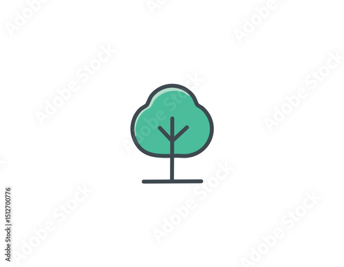 Abstract stylised tree silhouette illustration design element