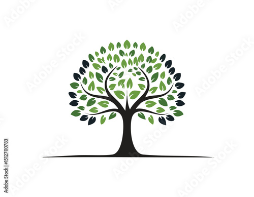 Abstract stylised tree silhouette illustration design element