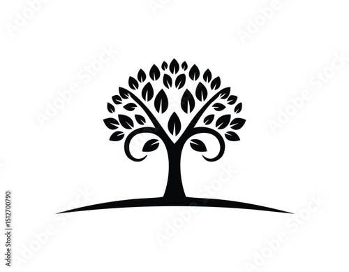 Abstract stylised tree silhouette illustration design element