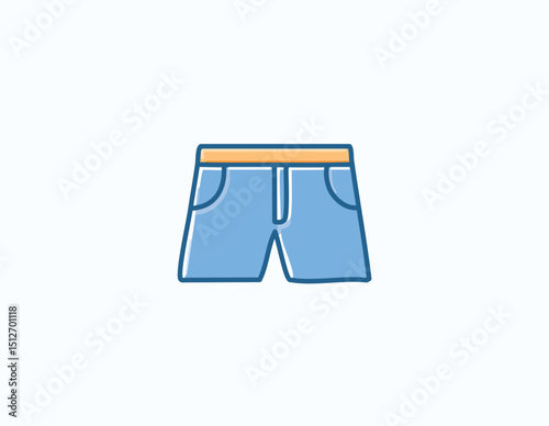 Blue line Short or pants icon isolated on white background. Logo design