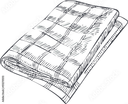 Checkered napkin for table setting. Vector illustration. Sketch for creativity
