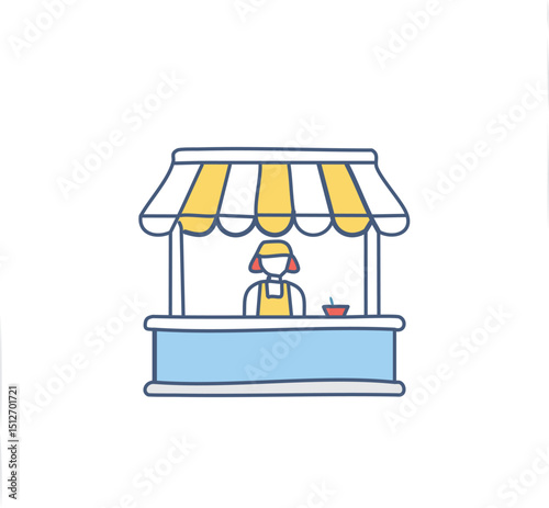  farmer food stall line icon, outline sign, linear symbol, vector, flat illustration