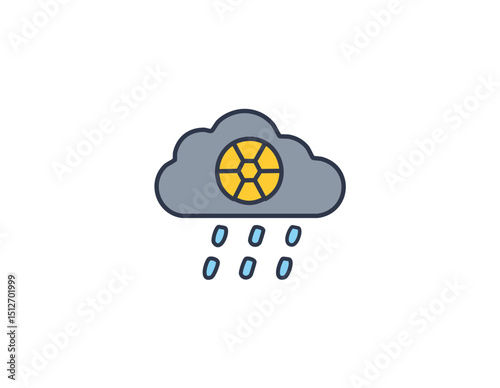 Grey Acid rain and radioactive cloud icon isolated on white background. Effects of toxic air pollution on the environment. Vector Illustration