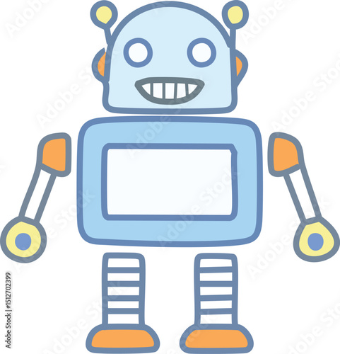 Isolated monochrome robot toy character icon Vector1