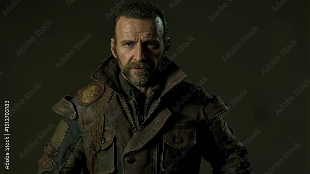 Grizzled Man in Post-Apocalyptic Attire Grizzled Man in Post-Apocalyptic Attire