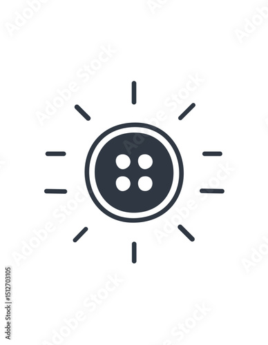 Sewing button, stud icon. Black sewing button isolated on white background. Vector illustration