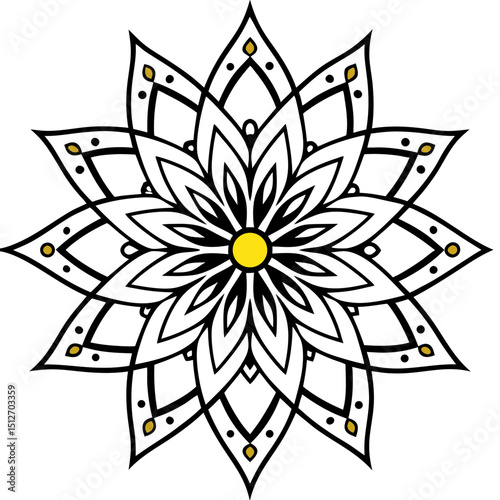 Gold Vintage Mandala on White – Vector Illustration