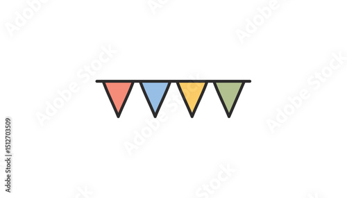 Vector colorful illustration icon for paper garland