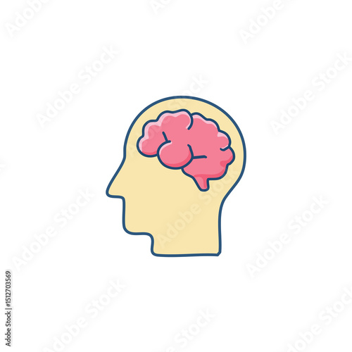 Vector Icon head with brain. Mind and science