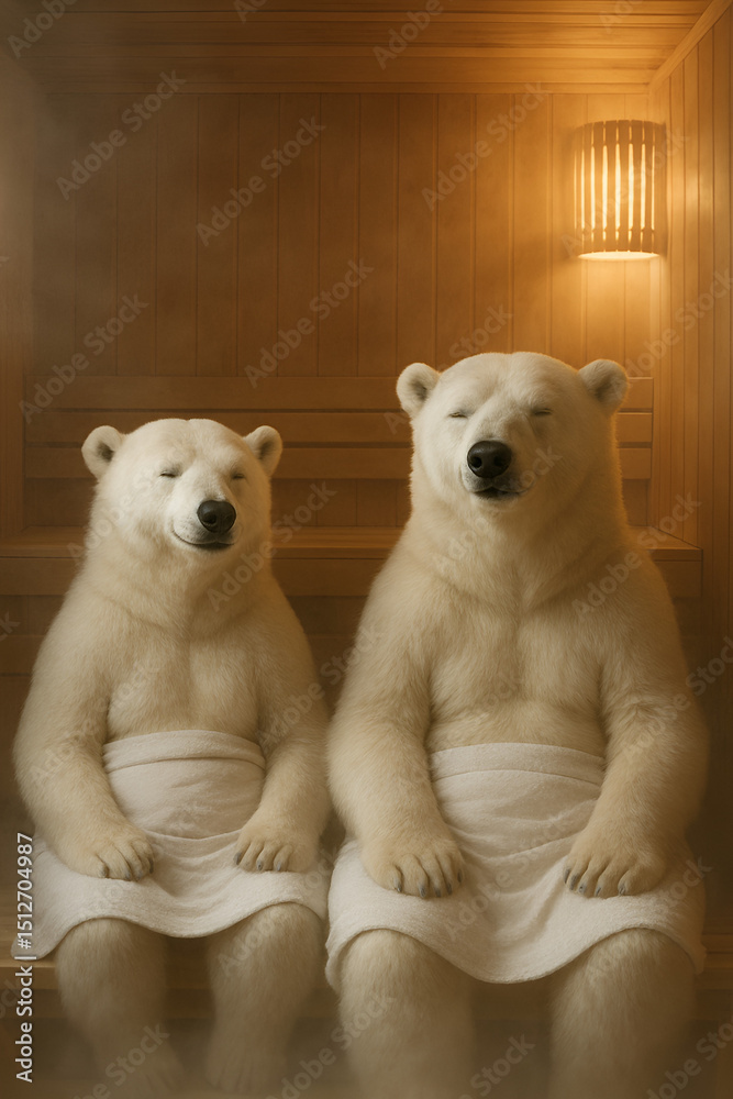 Fototapeta premium two polar bears taking sonar