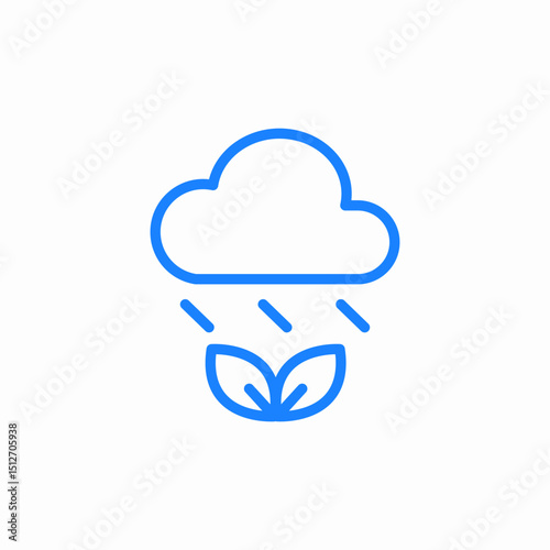 rain cloud plant icon sign vector