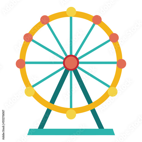 Ferris wheel summer colorful vector version 1 on white background  
Summer amusement park ferris wheel vector design version 1  
