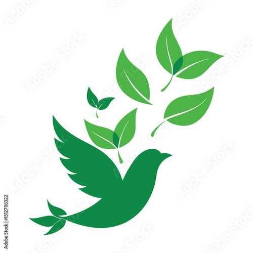 Leaves turning into birds freedom colorful vector on white background  
Freedom concept leaves transforming into birds vector illustration  
