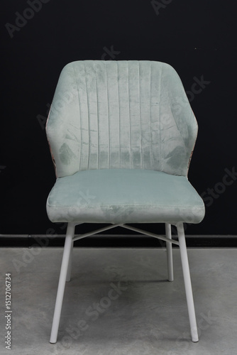 Fotografie Stylish Mint Velvet Dining Chair with Metal Legs, Contemporary Furniture, Interi