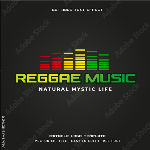 Editable reggae  logo template text  effect 