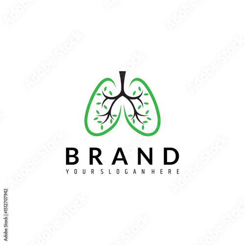 lung logo with tree branches combination in flat design style